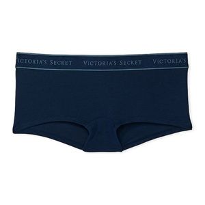 Victoria’s Secret Cotton Logo Boyshort Panty. Color is Noir Navy. NWT